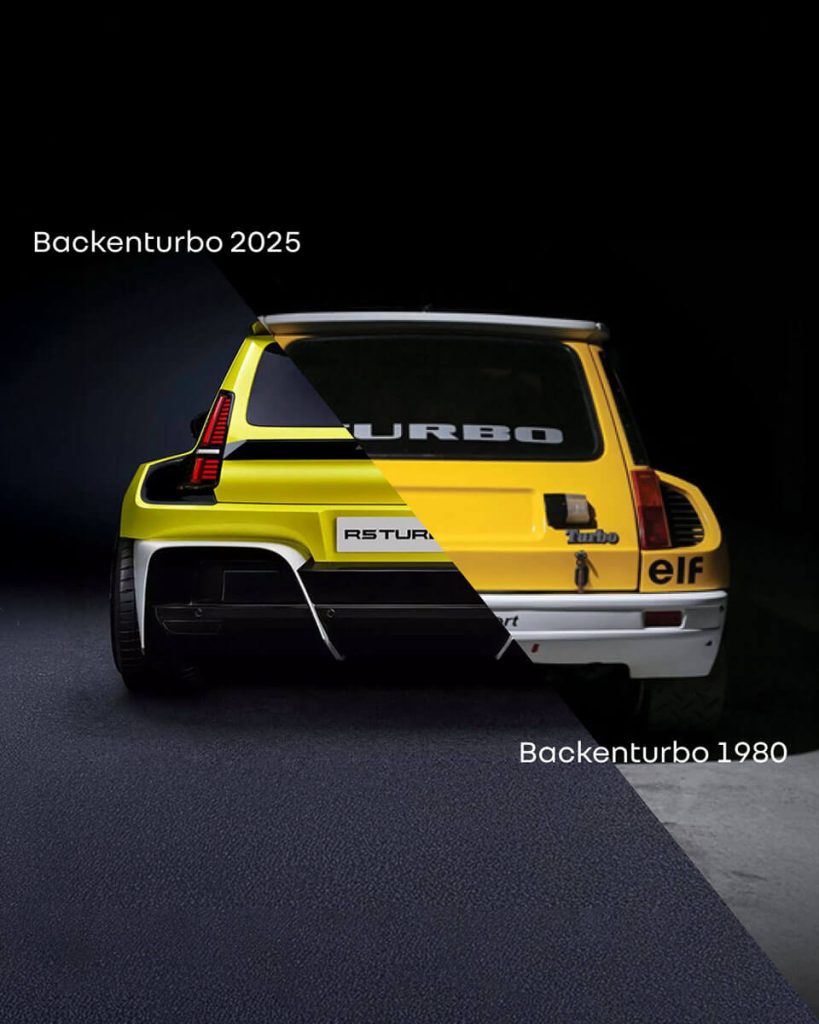 R5 Turbo Querschnitt früher und heute im Vergleich Rückansicht