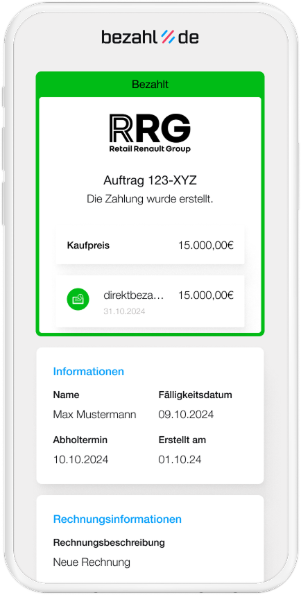 RRG Zahlungseingang über bezahl.de